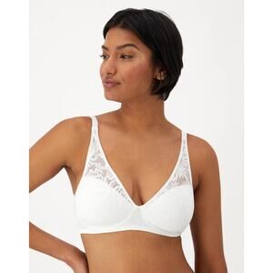 Bali Women's 3XL White Breathe Comfort Cotton Modal Wireless T-Shirt Bra I23-35
